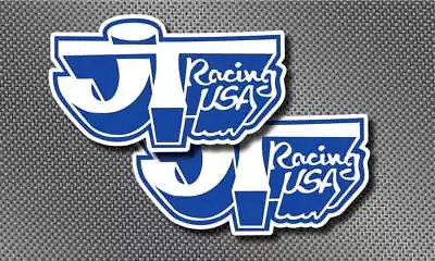 2pc Vintage JT Racing 8  Lg. Motocross Sticker Decals White/Blue AHRMA CR YZ MX • $7.50