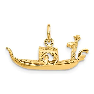 14K Yellow Gold 3D Gondola Charm Venice Italy Jewelry 18.5mm X 26mm • $269.64