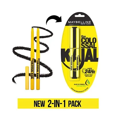 TWIN PACK Maybelline Colossal Kajal Deep Black Kohl Bold Smudge Proof Eyeliner • $11.77