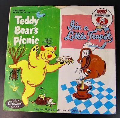 Vintage Child's 78 RPM Record   I'M A LITTLE TEAPOT/TEDDY BEARS PICNIC   1950s • $8.95