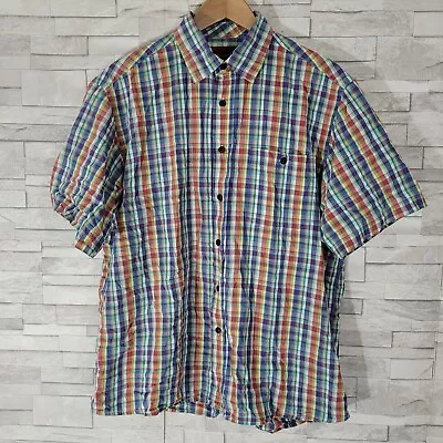 Mens Shirt Multicoloured Check Large Short Sleeved BAR HARBOUR By DOUBLE TWO • $15.81