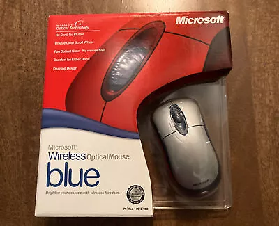 Microsoft Wireless Optical Mouse Blue & Silver NEVER USED • $49.99