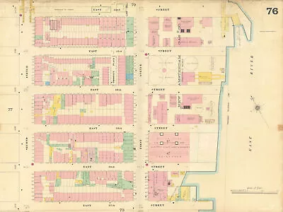 Sanborn NYC #76 Manhattan Midtown East Tudor City Murray Hill 1899 Old Map • £130