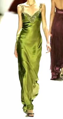 MONIQUE LHUILLIER Collection 2005 Runway Crystal Embroidered Long Dress Gown 4 • $1989