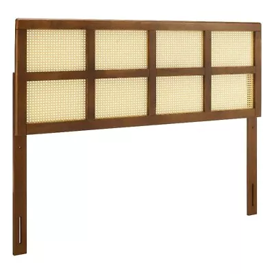 Modway Luana Cane Rattan And Rubberwood King Headboard In Walnut • $201.39