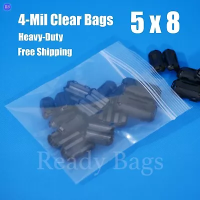 Clear Plastic Zip Seal 5x8  Reclosable Bags 4Mil HEAVY-DUTY Grip Lock Baggies • $6.70