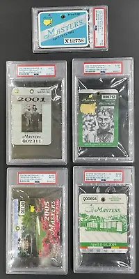 TIGER WOODS Masters Badge PSA Graded Collection (1997 2001 2002 2005 & 2019) • $3490