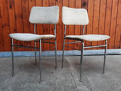 Chair Chrome Dining Room 70er Vintage Space Age 70s Upholstered Retro 1/2 • $118.54