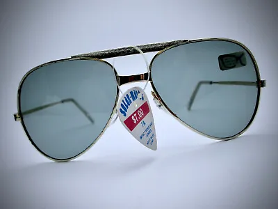 Vintage • Solar-Mates • Aviator Sunglasses Gray 2 GLASS 58mm • 1970s/80s • $20