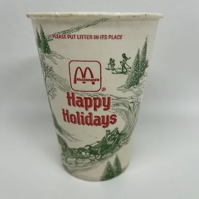 Vintage 1990 McDonalds Wax Paper Cup Christmas Happy Holidays Small Size 5  • $8.99