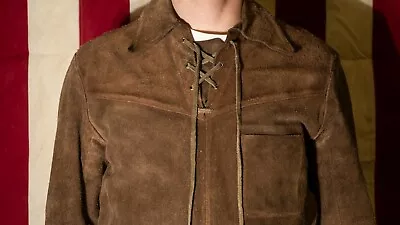 Vintage Brown Leather Roughout Shirt Pullover Motorcycle Shirt 38 • $110