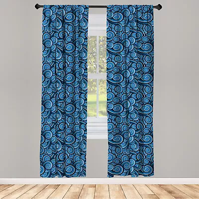 Nautical Curtains 2 Panel Set Marine Ocean Waves • £21.99