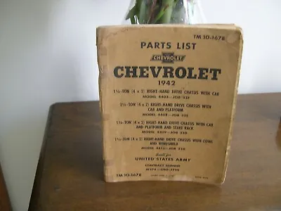Parts List Chevrolet 1942 Built For United States Army. Tm 10-1678. Exc Photos. • $65
