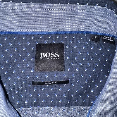 Hugo Boss Blue Button Up Slim Fit Long Sleeve Shirt Sz S • $18.97