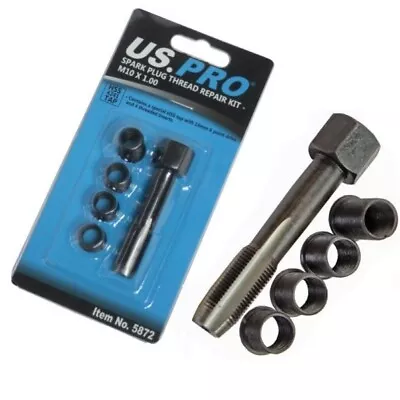 £8.45 • Buy M10 X 1.0mm SPARK PLUG THREAD REPAIR KIT HSS Tap Reamer & 4 Rethread Inserts