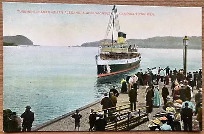 TS QUEEN ALEXANDRA CAMPBELTOWN PIER Antique C1910 TUCK'S Coloured Photo Postcard • £2.95