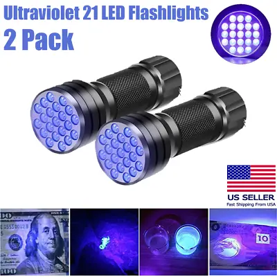 2x UV Ultra Violet LED Flashlight Blacklight Light 395 NM Inspection Lamp Torch • $7.45