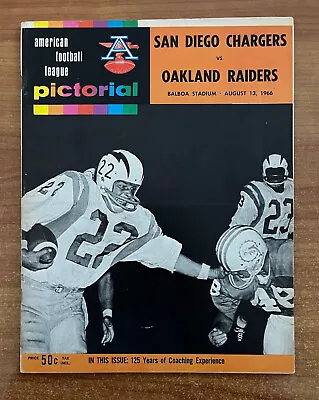 Vintage 1966 Afl Oakland Raiders @ San Diego Chargers Football Program - Aug 13 • $59