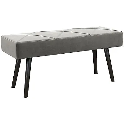 HOMCOM End Of Bed Bench Upholstered Hallway Bedroom With Steel Legs Grey • £41.99