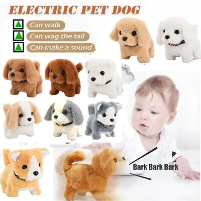 Electronic Robot Dog Walking Barking Tail Wagging Puppy Dog Plush Toy Kids Gift • £7.49