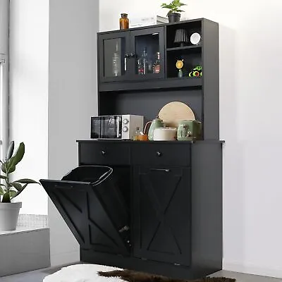 Double Tilt Out Trash Cabinet Kitchen Storage Can Holder Hidden Garbage Holder • $169.89