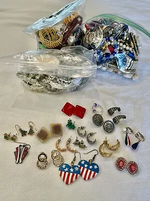 Matched Earrings Junk Jewelry Bag Craft Repair Repurpose Over 3.5 Pounds Lot • $34.99