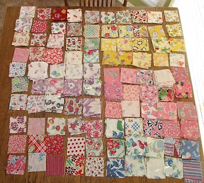 100 ALL DIFFERENT 3 1/2  Vintage   Feedsack Pieces Quilt Fabric Charms Flour • $14.95