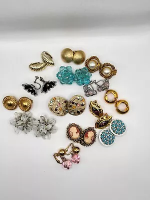 Vintage Colorful Stunning Earrings Lot Clip & Screw On 14 Pairs  • $28