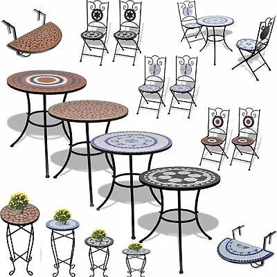 1/2/3 Pcs Patio Bistro Set Mosaic Design Garden Table&Chair Cafe Tea Furniture • £96.99