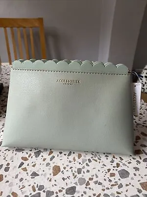 Accessorize London Make Up Bag Cosmetic Toiletries Sage Green NEW • £8.99
