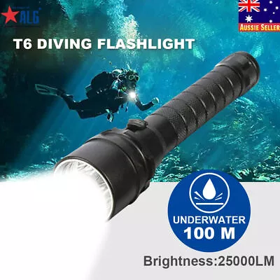 25000Lm T6 Torch Light Lamp Underwater Max 100m LED Scuba Diving Flashlight IPX8 • $28.02