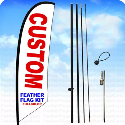 8 Ft Tall Custom Windless Swooper Flag KIT Feather Banner Sign Set • $114.99
