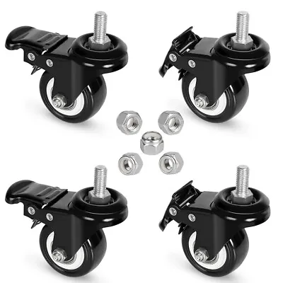 Swivel Caster Wheels 2  Heavy Duty Threaded Stem 3/8 -16X1  With Brake Set Of 4 • $31.98