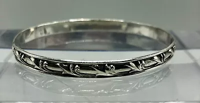 Vintage DANECRAFT 925 Sterling Silver Acanthus Leaves Bangle Bracelet /b • $35