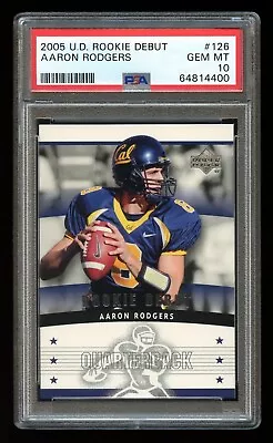 2005 Upper Deck Rookie Debut - AARON RODGERS Rookie Card RC #126 PSA 10 GEM MINT • $332.45