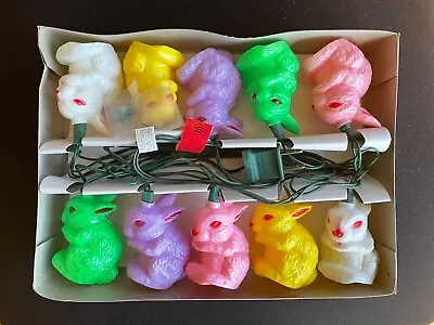 Vintage Easter Bunny Rabbit Blow Mold String Light Set 10 Ct Indoor Outdoor NIB • $29.95