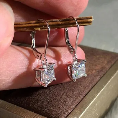 925 Sterling Silver 2.10Ct Princess Lab-Created Diamond Wedding Stud Earrings • $16.56