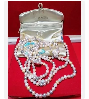 Honora 58 Inch Pearl Multi Color Necklace + Silk Honora Collection Bag • £34.99