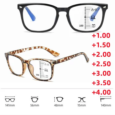 Progressive Reading Glasses +1.0- +4.0 Multifocal Varifocal Lens TR90 Full Frame • £6.79