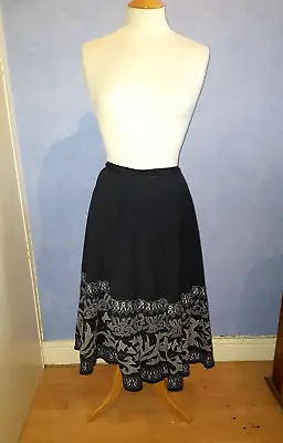 MINT Cotton Heavy 50s Gothic Sequin Circle Skirt Black Silver Gorgeous Size 14 • £25