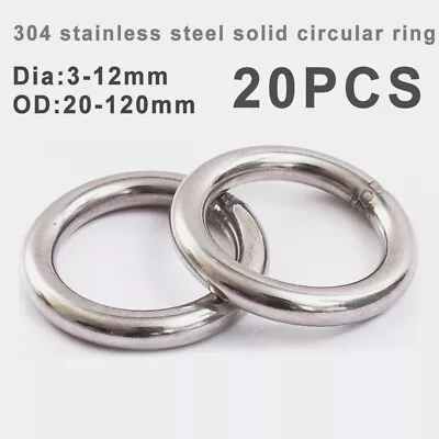 20* 304 Stainless Steel Round Rings Heavy Duty Solid Metal Welded Circle O Ring • $18.63