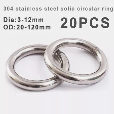 304 Stainless Steel Round Rings Heavy Duty Solid Metal O Ring Welded Circle 20x  • $25.93