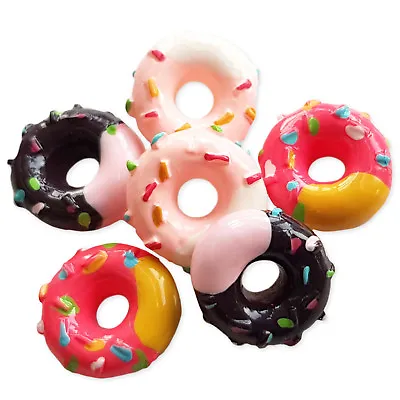 6pcs Sprinkle Donut Resin Kawaii Flatback Cabochons Embellishment Ddecoden Craft • £1.99