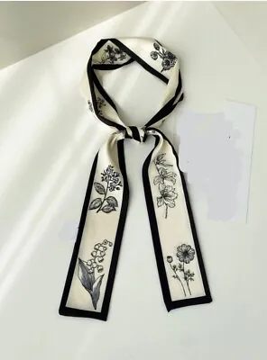 Scarf Neckerchief Off-White Floral Pattern With Border Multi-Functional Scarf • $16.79