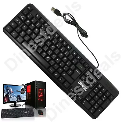 NEW USB 2.0 Wired Stylish Slim QWERTY Keyboard UK Layout For PC Computer Laptop • £6.61