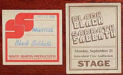Set Of Two (2) Black Sabbath Backstage Passes 1978 Tour USA - Noel Monk Archives • $75