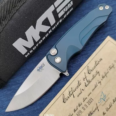 Medford Smooth Criminal Tumbled S45VN Drop Point Blade Blue Aluminum - Dealer • $307.40