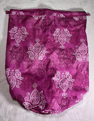 VERA BRADLEY Cinch Laundry Bag STAMPED PAISLEY PINK Dorm Drawstring NWOT • $35