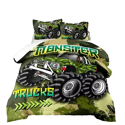 3D Green Monster Truck Bedding Set For Kids Cartoon Car Ultra Soft All Seaso... • $97.79