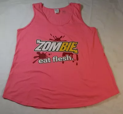 Port & Company Ring Spun Sleeveless T Shirt Zombie Eat Flesh Pink Size XXL • £6.64